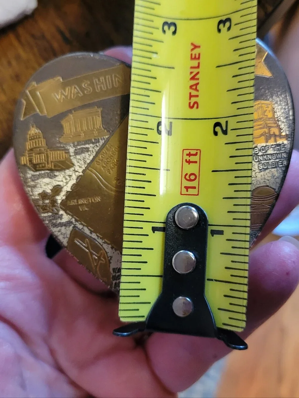 Vintage Washington D.C. Heart-shaped Souvenir Compact - Gold & Aged Silver